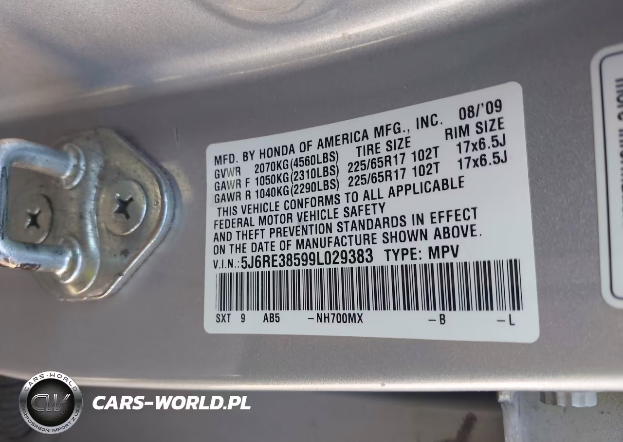 2009 Honda Cr-V Ex VIN:5J6RE38599L029383 - 9