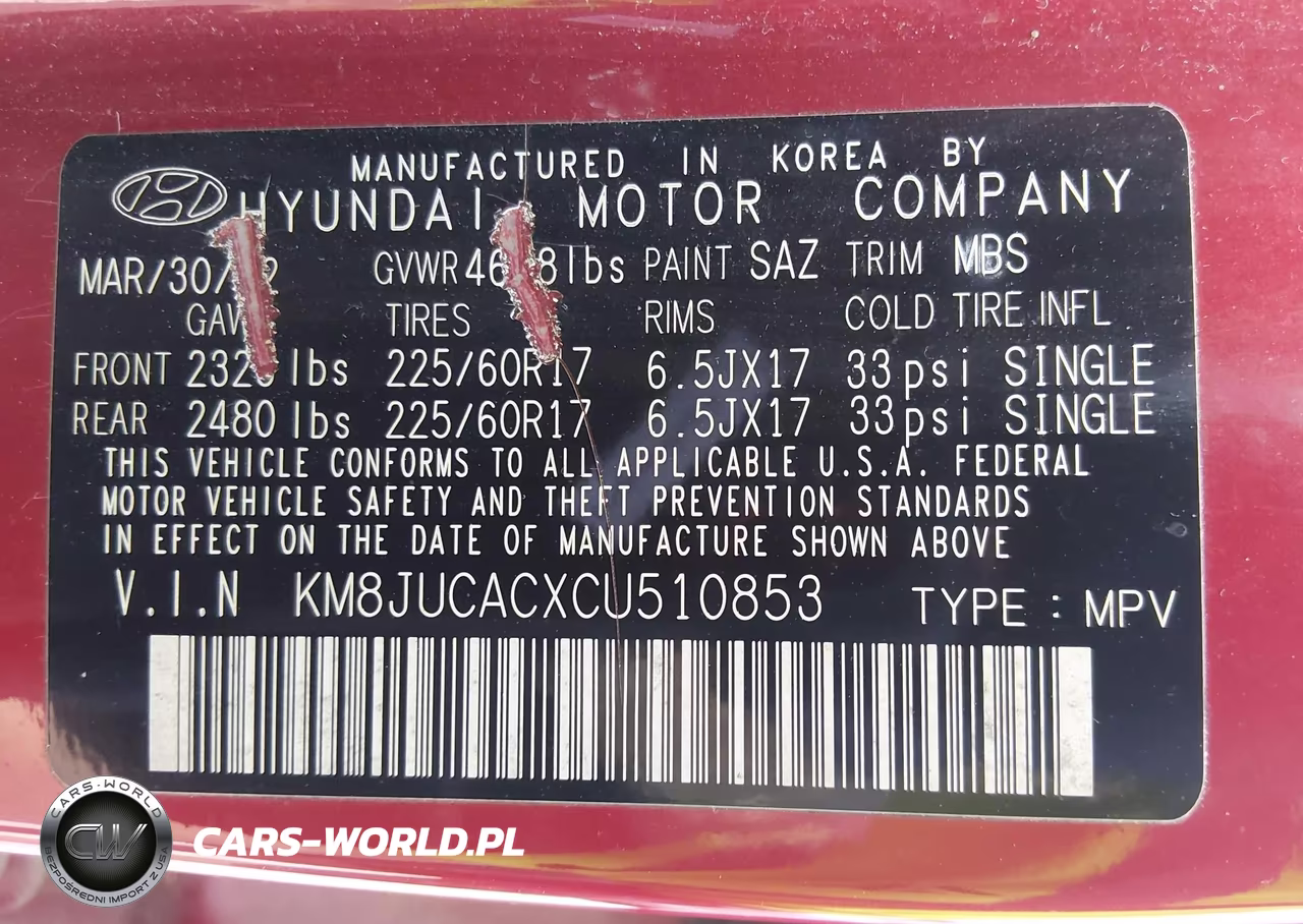 2012 Hyundai Tucson Gls VIN:KM8JUCACXCU510853 - 9