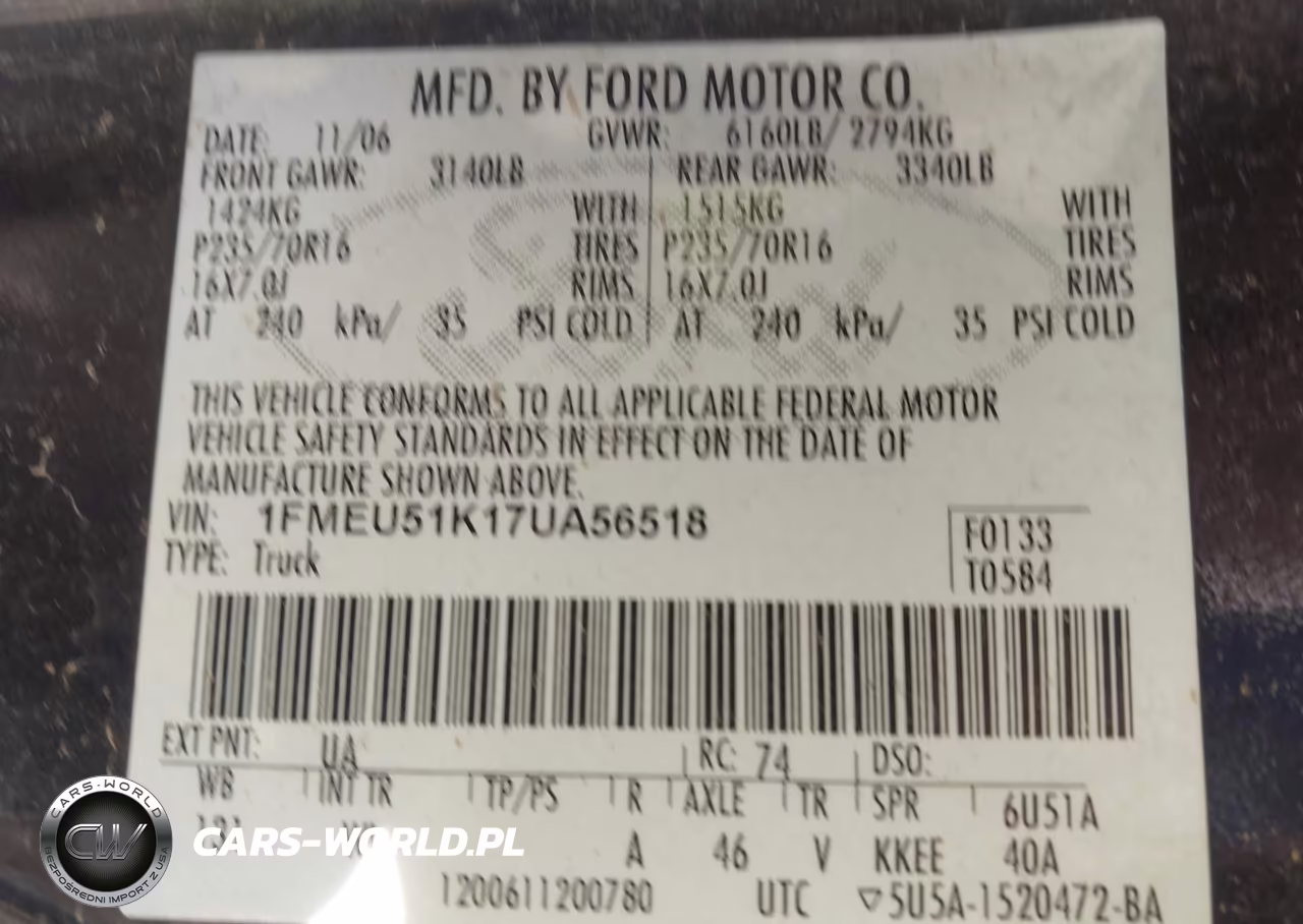 2007 Ford Explorer Sport Trac Xlt VIN:1FMEU51K17UA56518 - 9