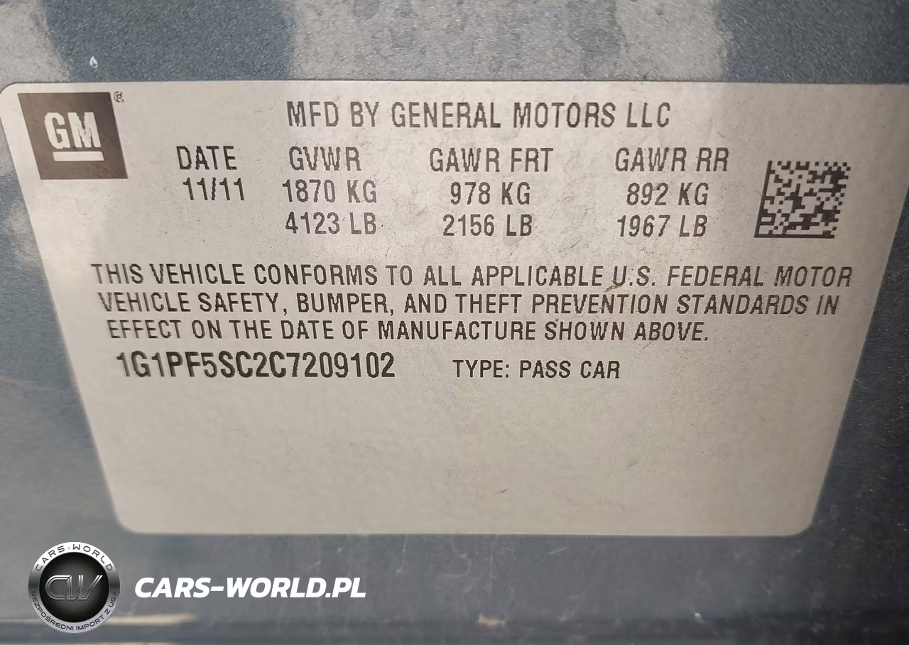 2012 Chevrolet Cruze 1Lt VIN:1G1PF5SC2C7209102 - 9
