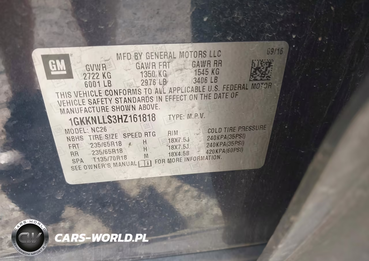 2017 GMC Acadia Sle-2 VIN:1GKKNLLS3HZ161818 - 9