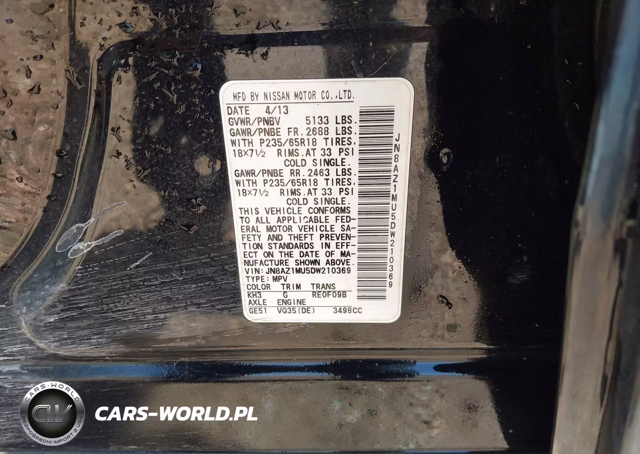 2013 Nissan Murano Sl VIN:JN8AZ1MU5DW210369 - 9