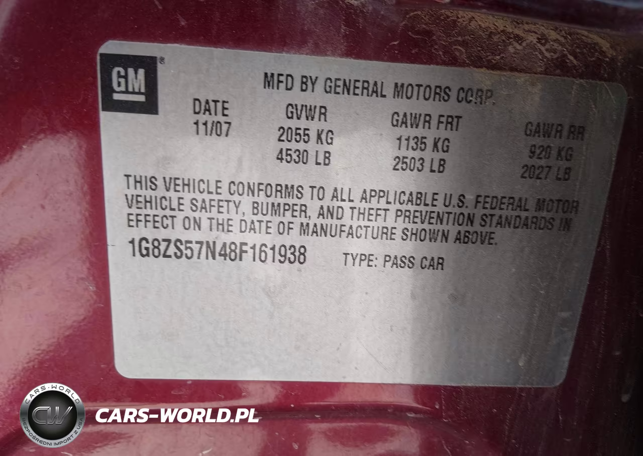 2008 Saturn Aura Xe VIN:1G8ZS57N48F161938 - 9