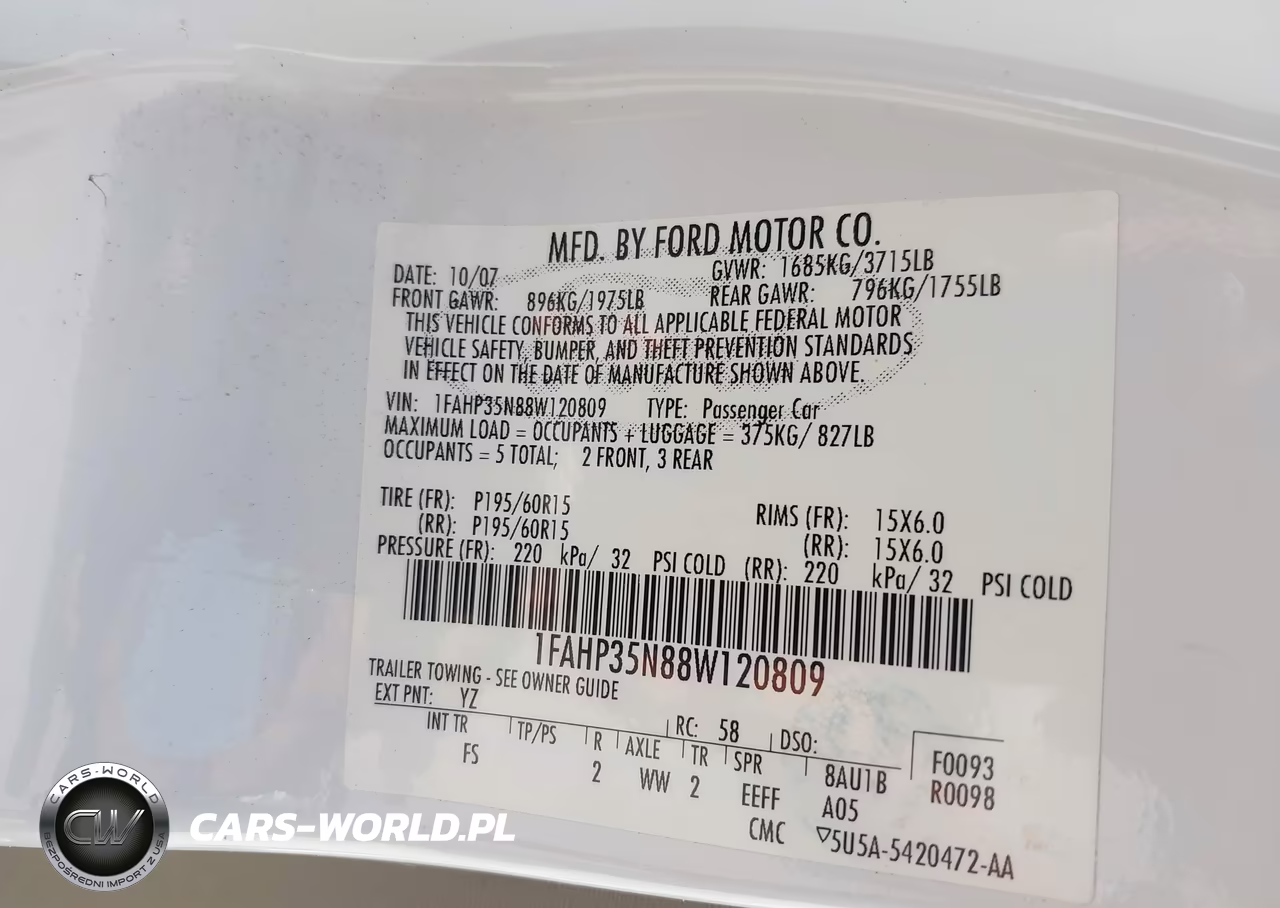 2008 Ford Focus Se-Ses VIN:1FAHP35N88W120809 - 9
