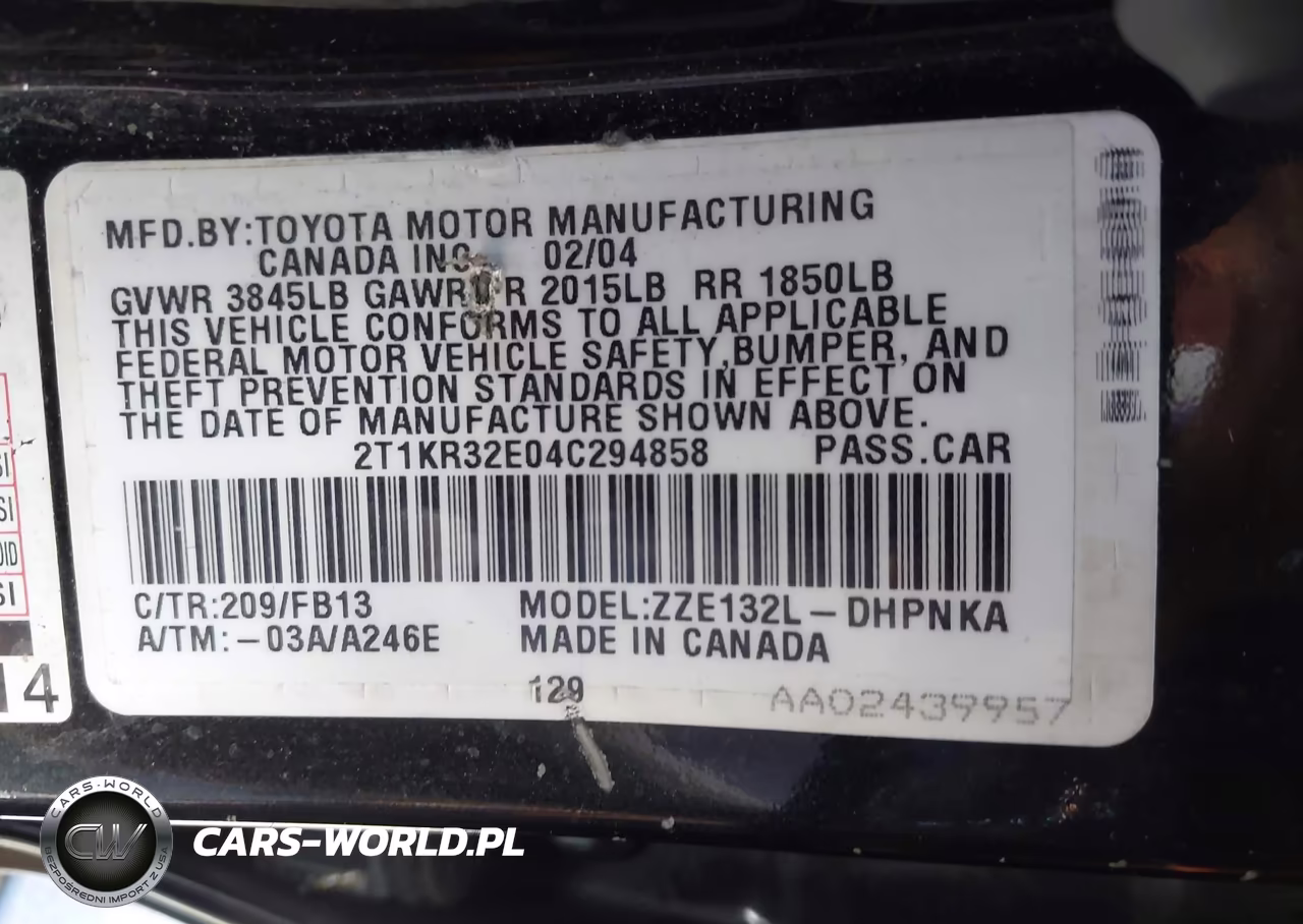 2004 Toyota Matrix Xr VIN:2T1KR32E04C294858 - 9
