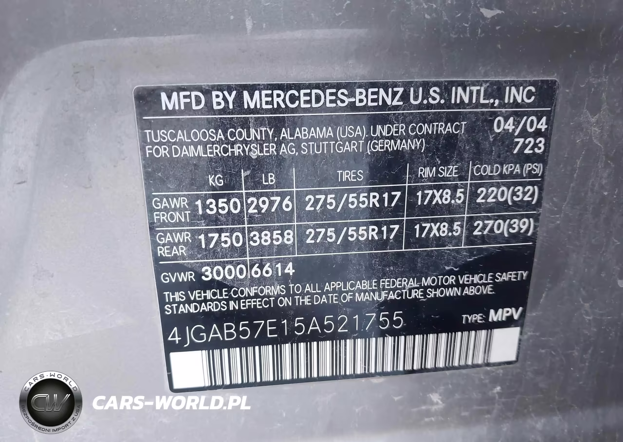 2005 Mercedes-Benz Ml 350 4Matic VIN:4JGAB57E15A521755 - 9