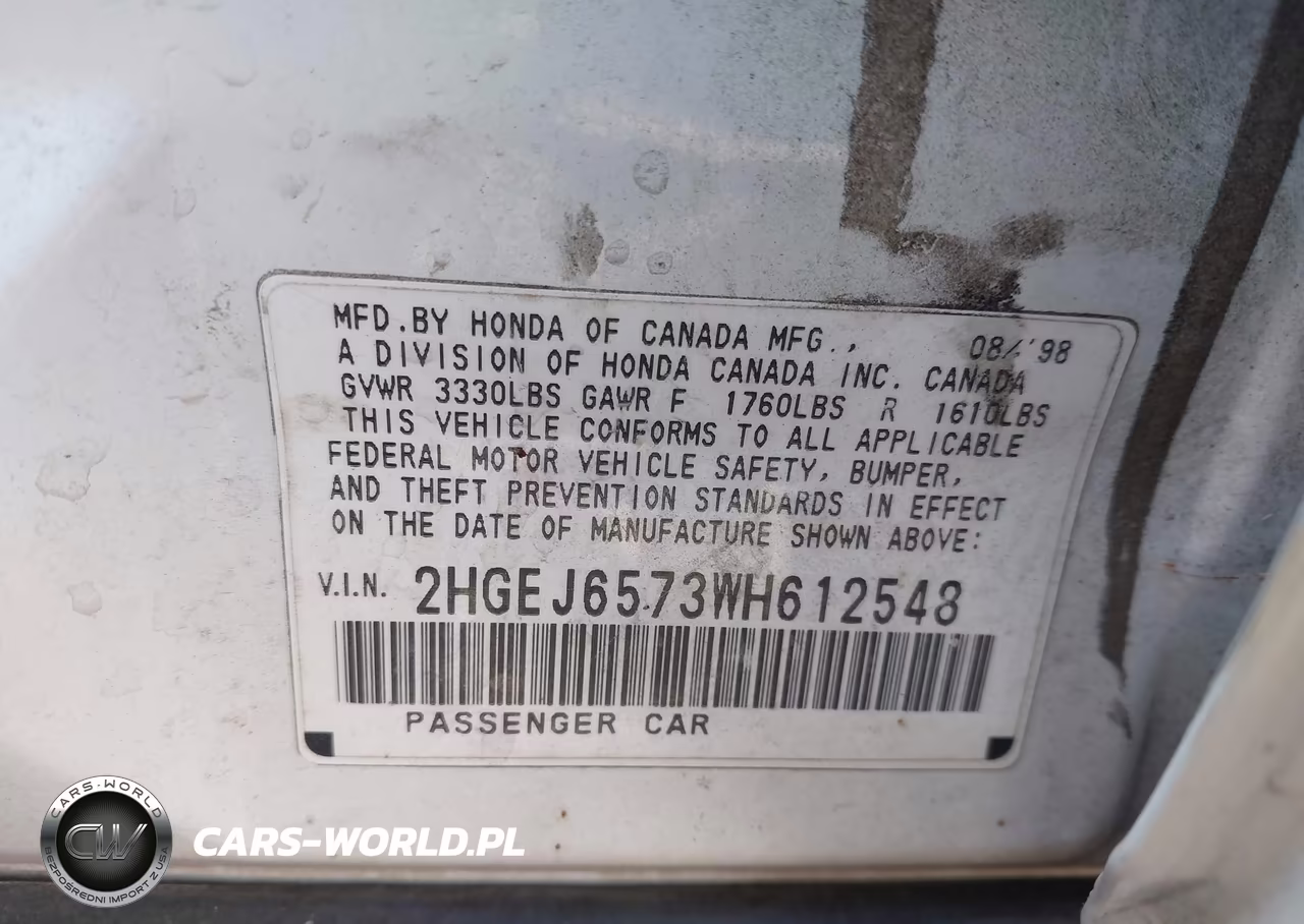 1998 Honda Civic Lx VIN:2HGEJ6573WH612548 - 9