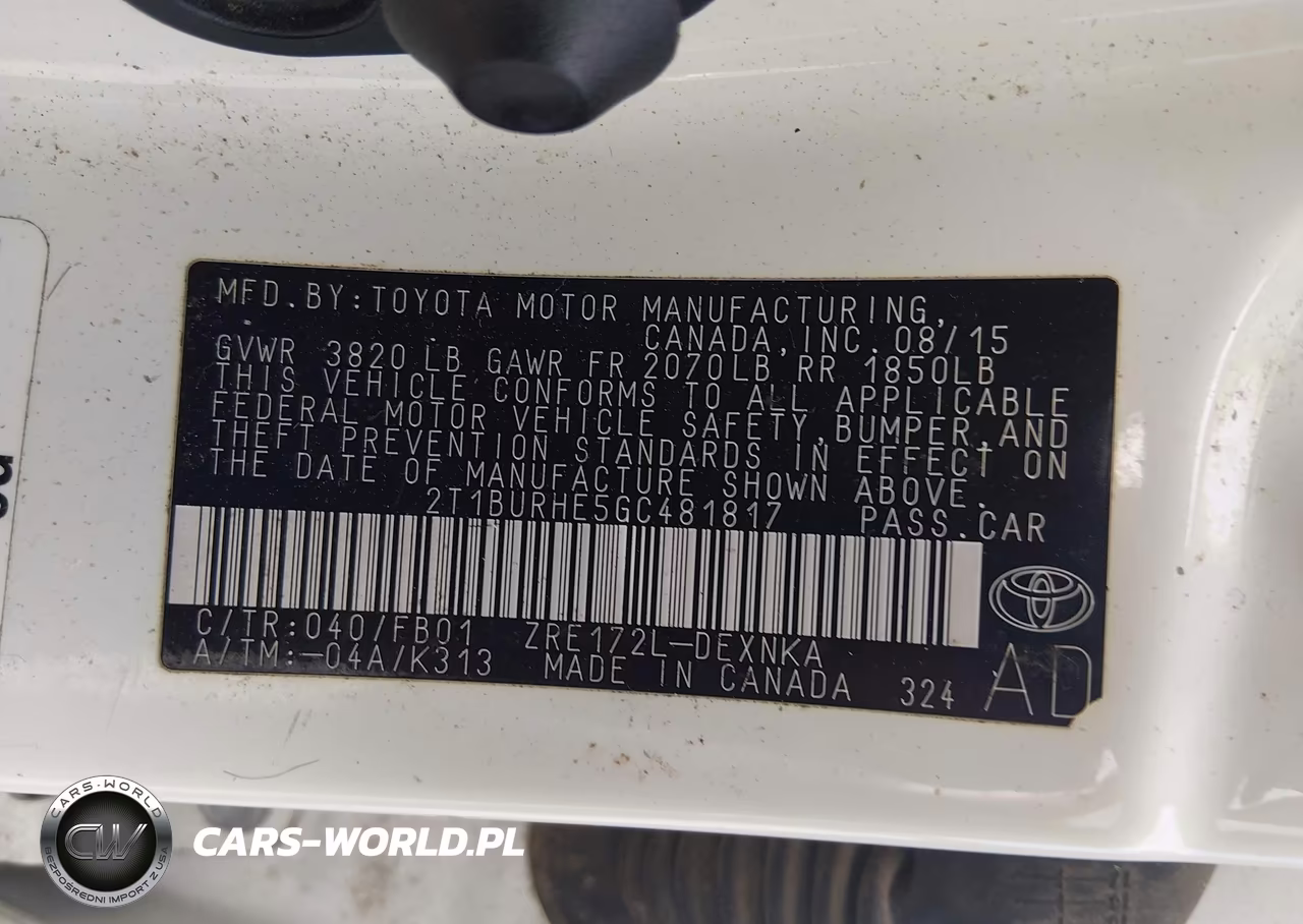 2016 Toyota Corolla Le VIN:2T1BURHE5GC481817 - 9