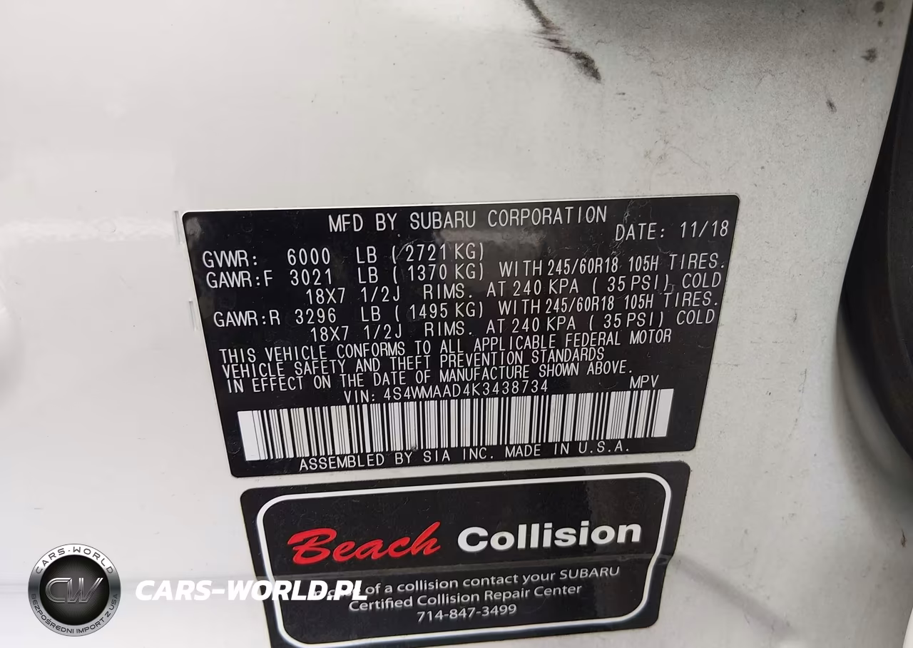 2019 Subaru Ascent VIN:4S4WMAAD4K3438734 - 9