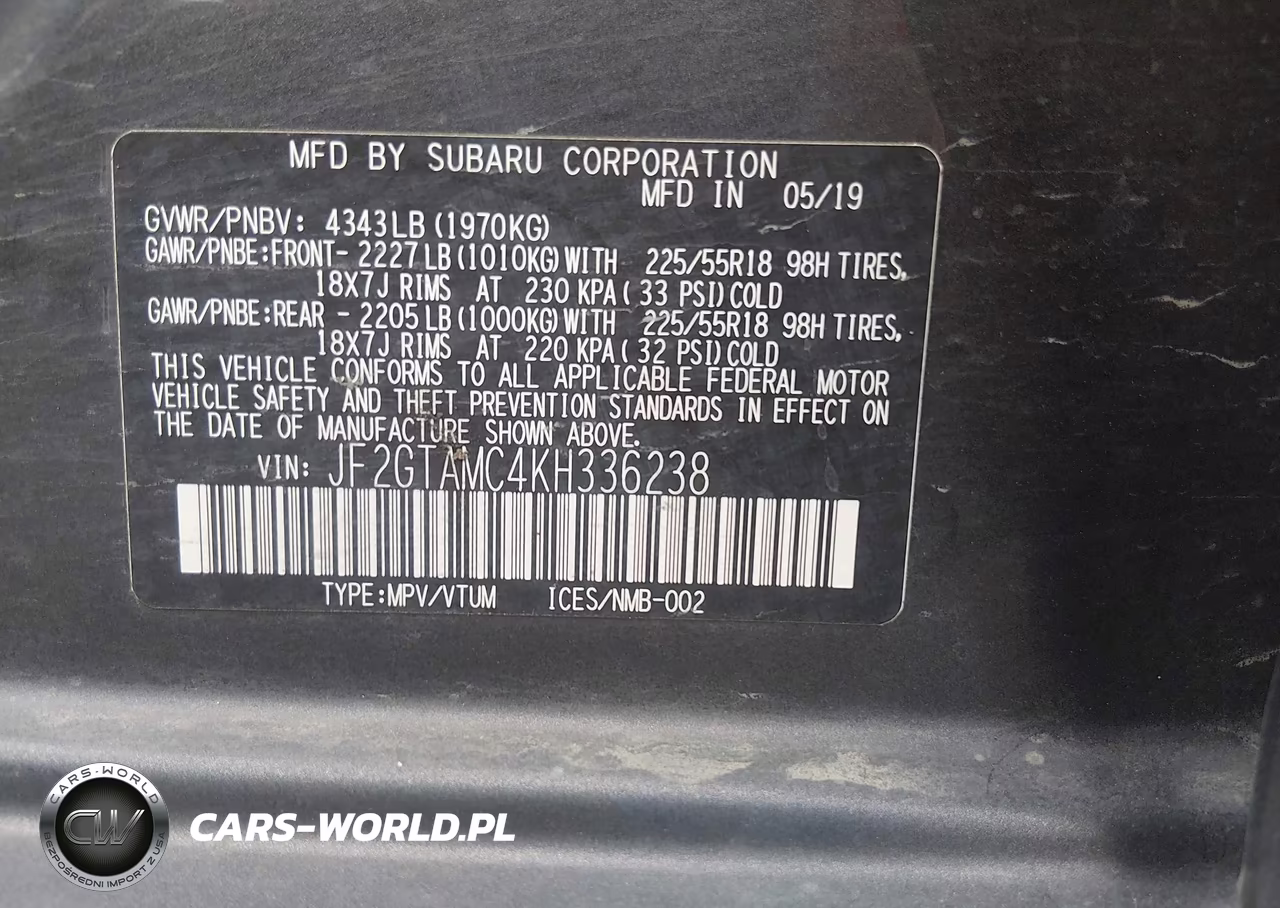 2019 Subaru Crosstrek 2.0I Limited VIN:JF2GTAMC4KH336238 - 9