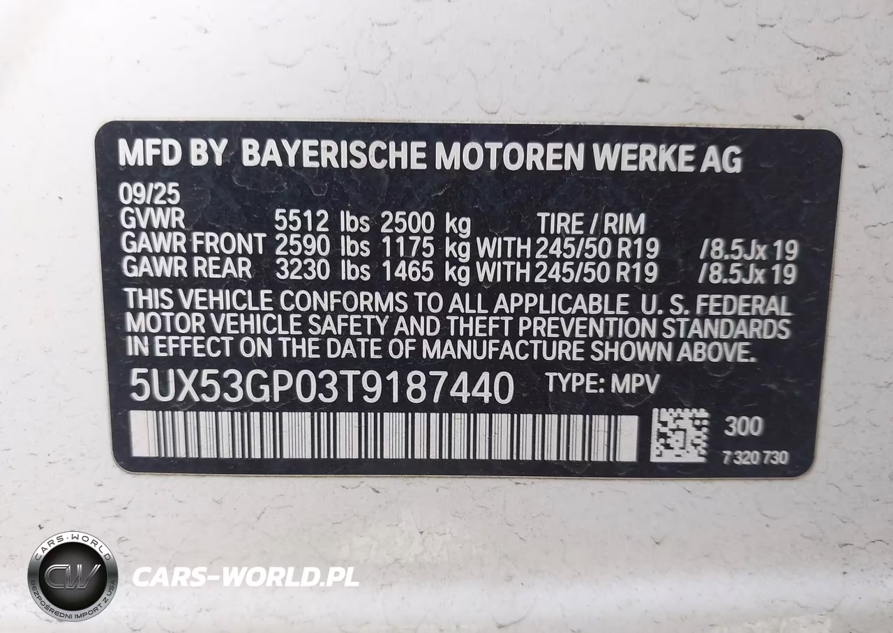 2026 BMW X3 30 xDrive VIN:5UX53GP03T9187440 - 9