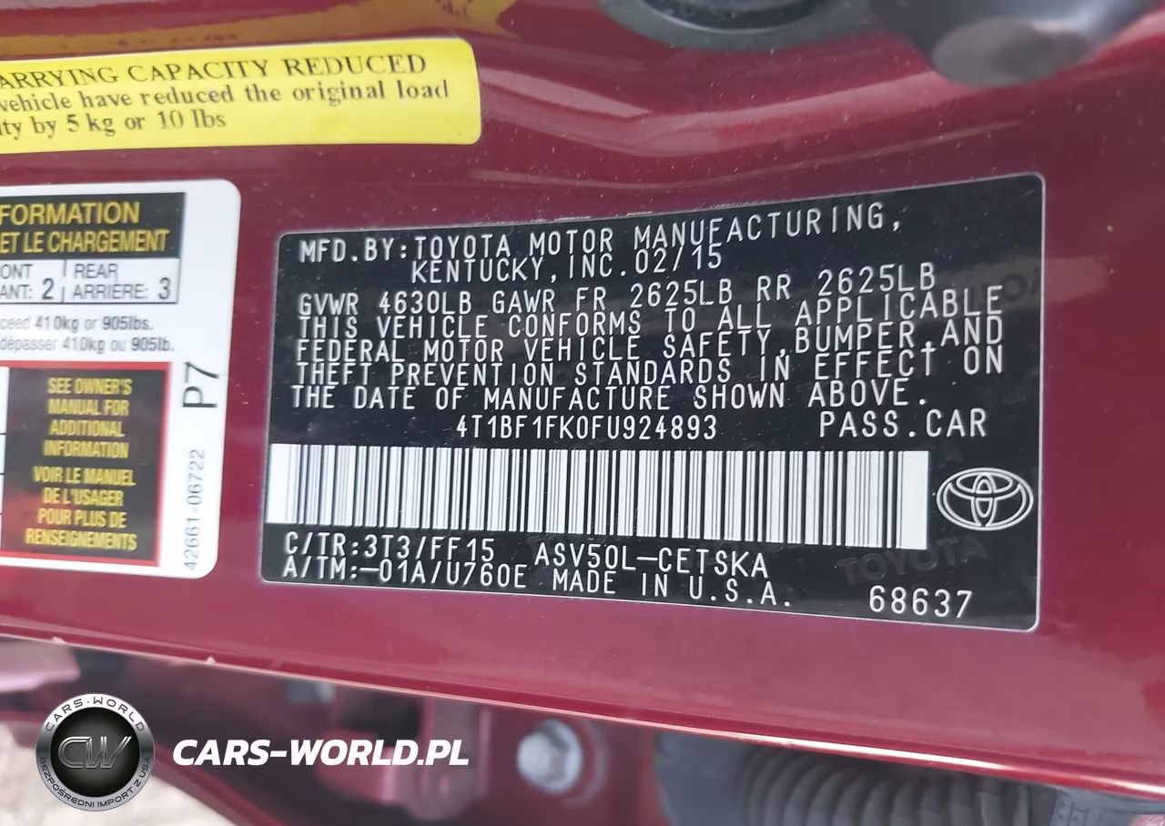 2015 Toyota Camry Se VIN:4T1BF1FK0FU924893 - 9