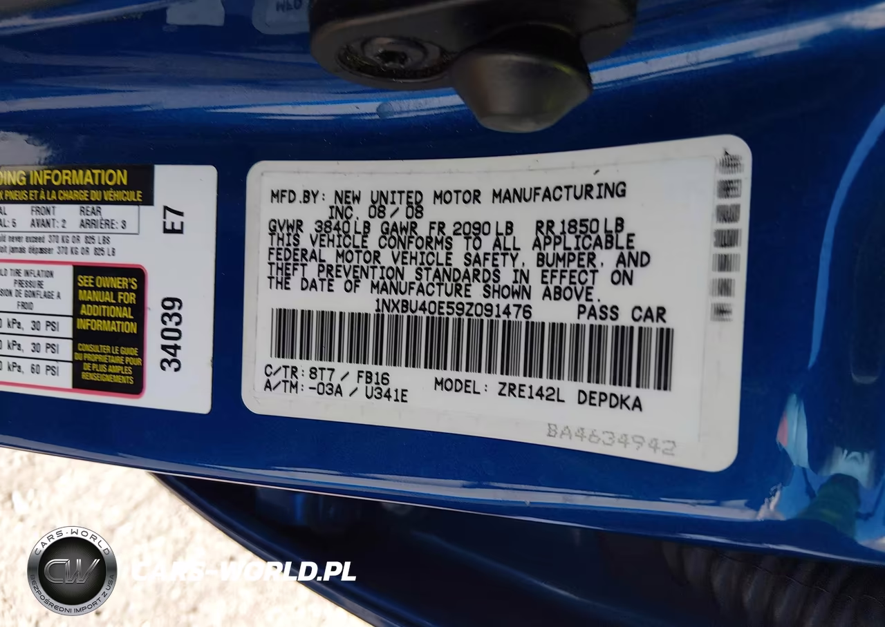 2009 Toyota Corolla Le VIN:1NXBU40E59Z091476 - 9