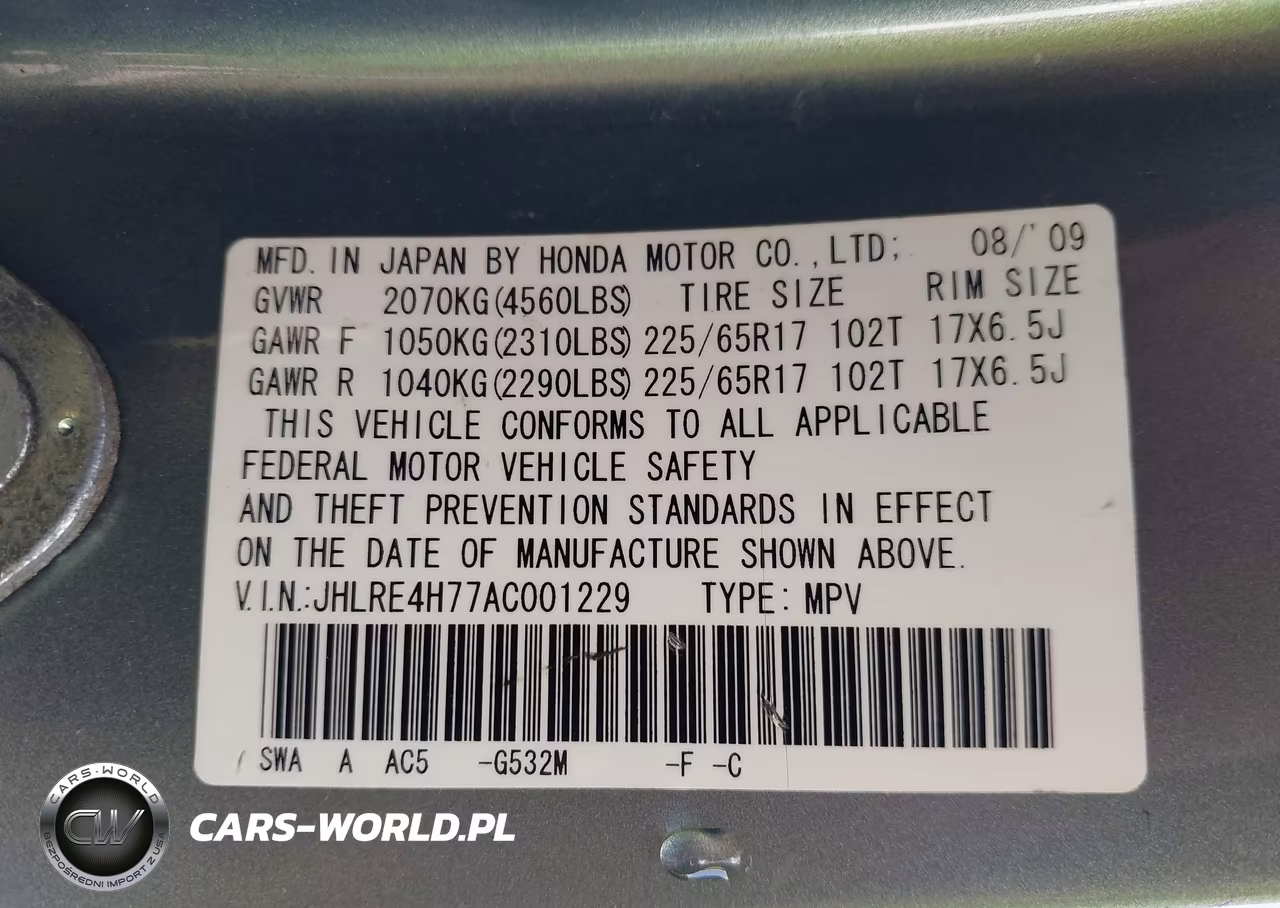 2010 Honda Cr-V Ex-L VIN:JHLRE4H77AC001229 - 9