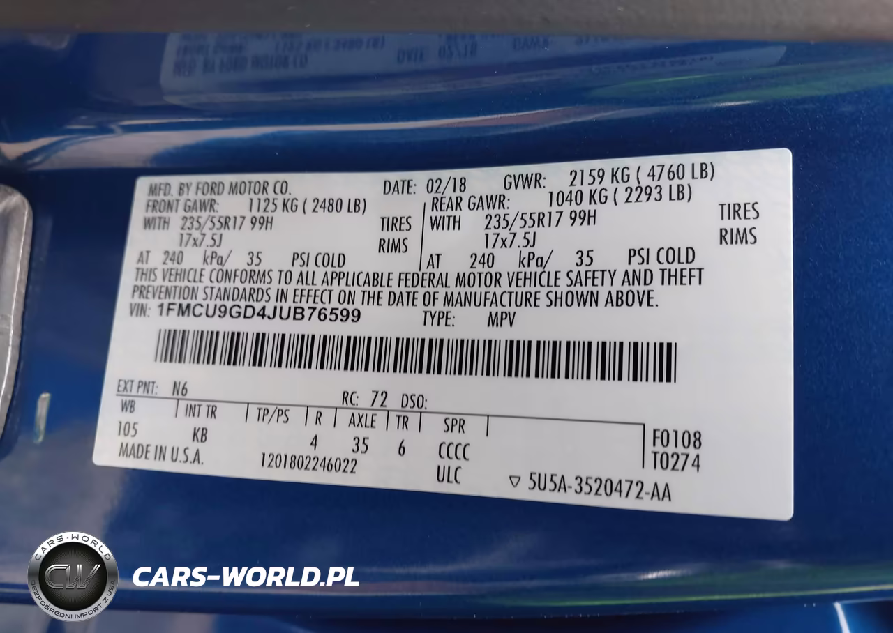 2018 Ford Escape Se VIN:1FMCU9GD4JUB76599 - 9