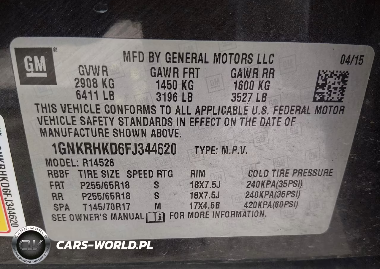 2015 Chevrolet Traverse 2Lt VIN:1GNKRHKD6FJ344620 - 9