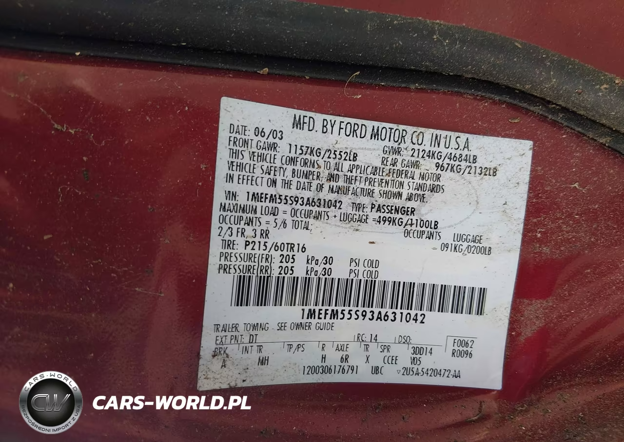 2003 Mercury Sable Ls Premium VIN:1MEFM55S93A631042 - 9