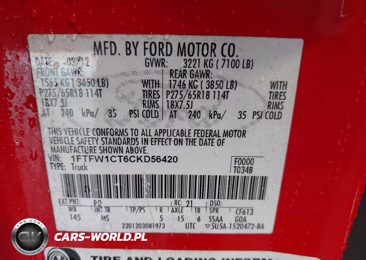 2012 Ford F-150 Xlt VIN:1FTFW1CT6CKD56420 - 9
