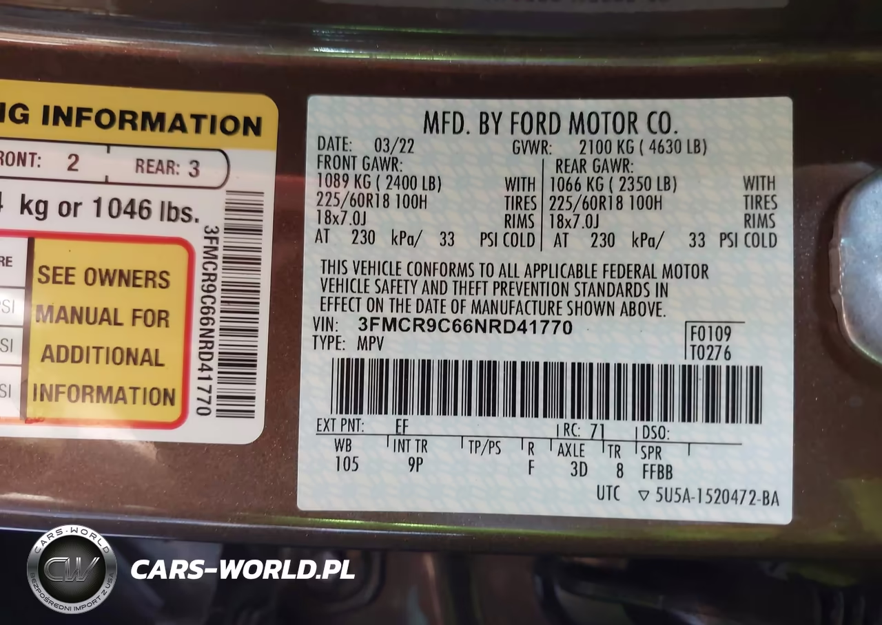 2022 Ford Bronco Sport Outer Banks VIN:3FMCR9C66NRD41770 - 9