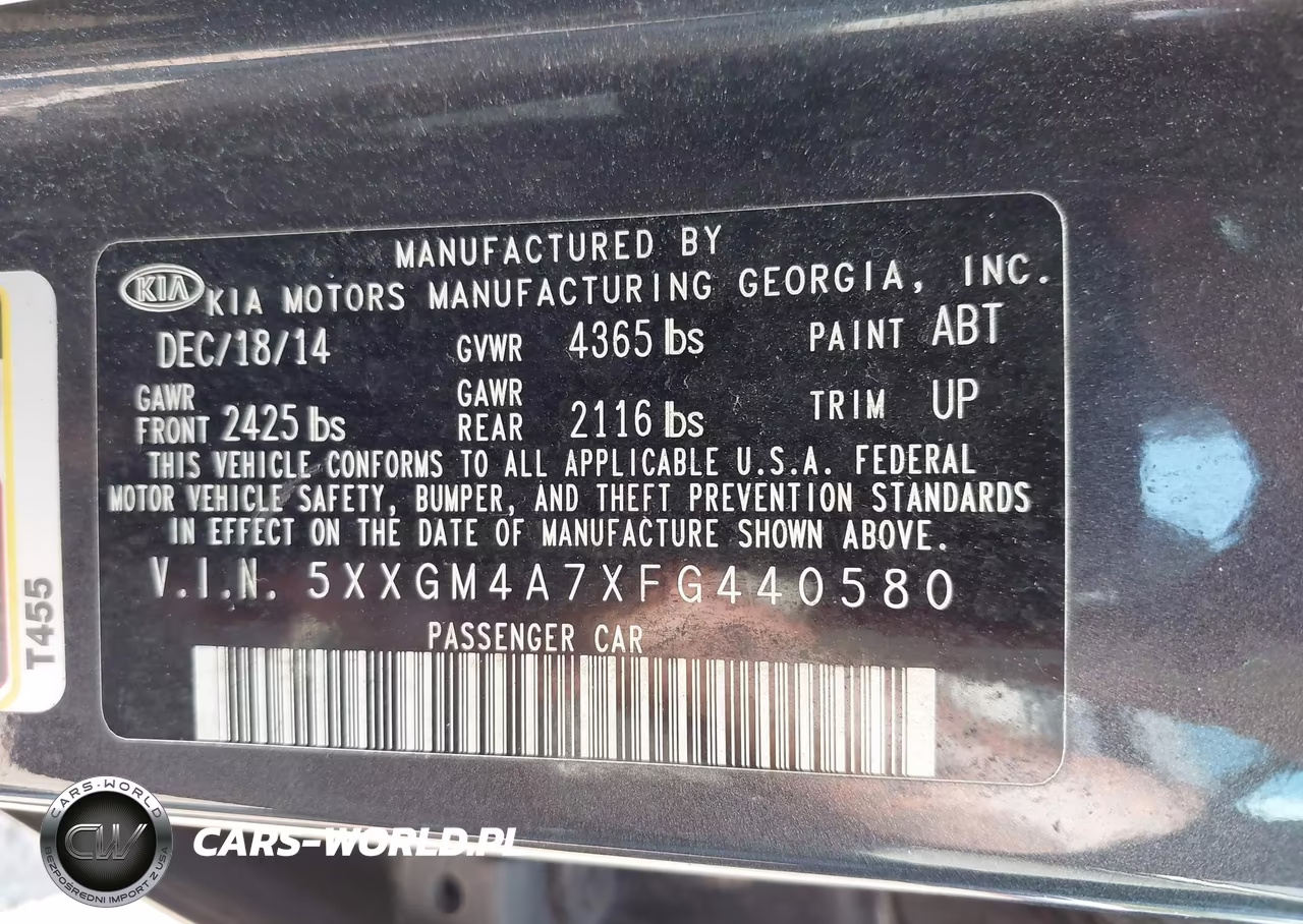 2015 Kia Optima Lx VIN:5XXGM4A7XFG440580 - 9