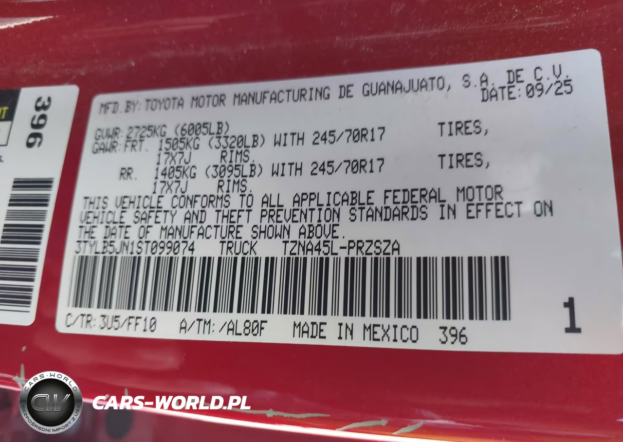 2025 Toyota Tacoma Sr5 VIN:3TYLB5JN1ST099074 - 9