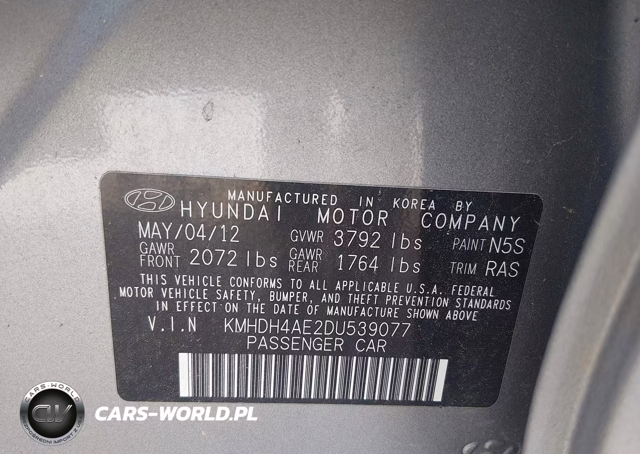 2013 Hyundai Elantra Gls VIN:KMHDH4AE2DU539077 - 9