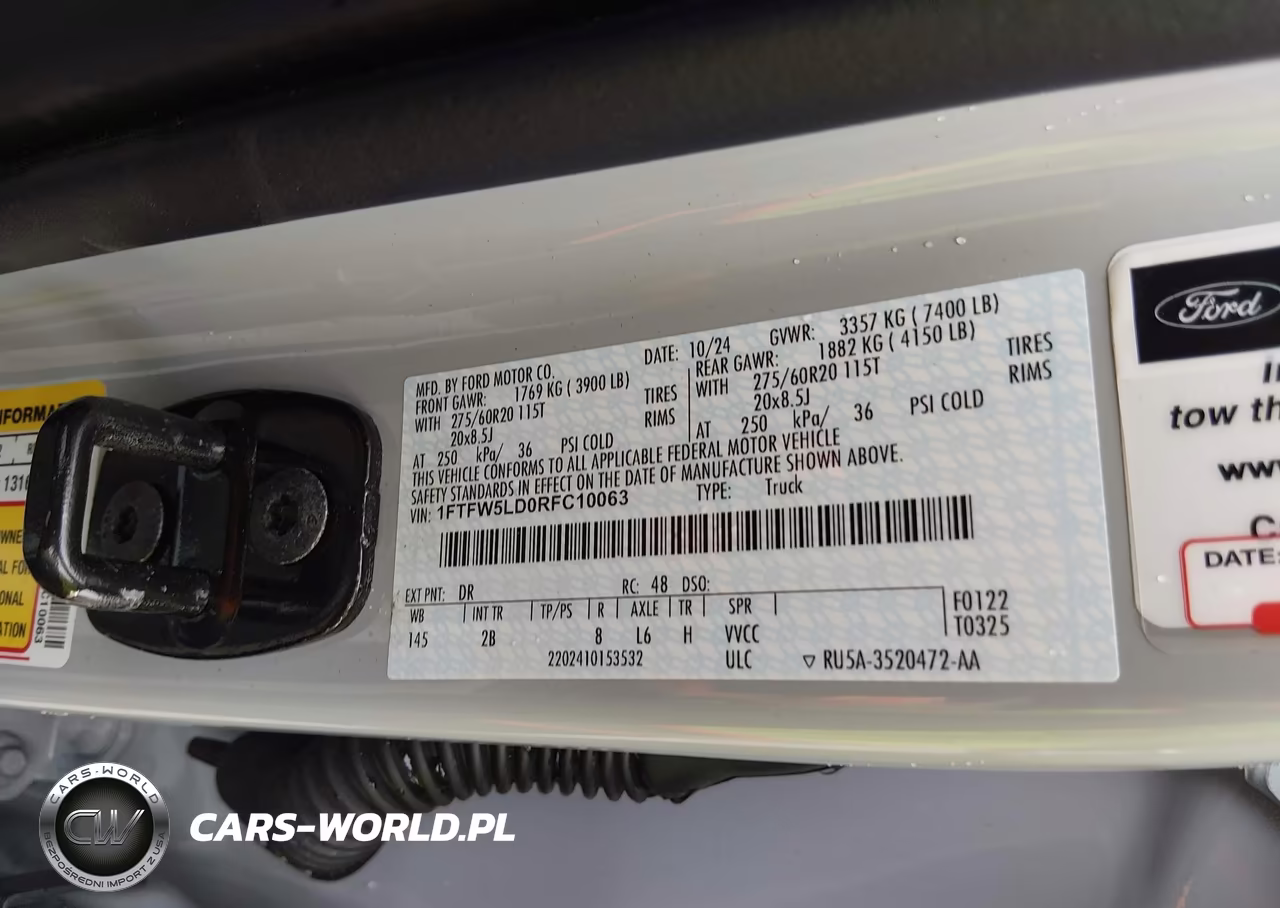 2024 Ford F-150 Lariat VIN:1FTFW5LD0RFC10063 - 9