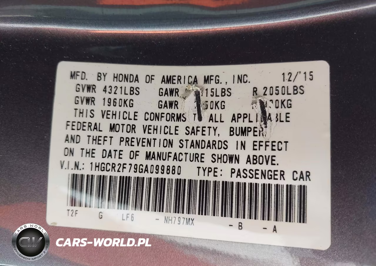 2016 Honda Accord Ex VIN:1HGCR2F79GA099880 - 9