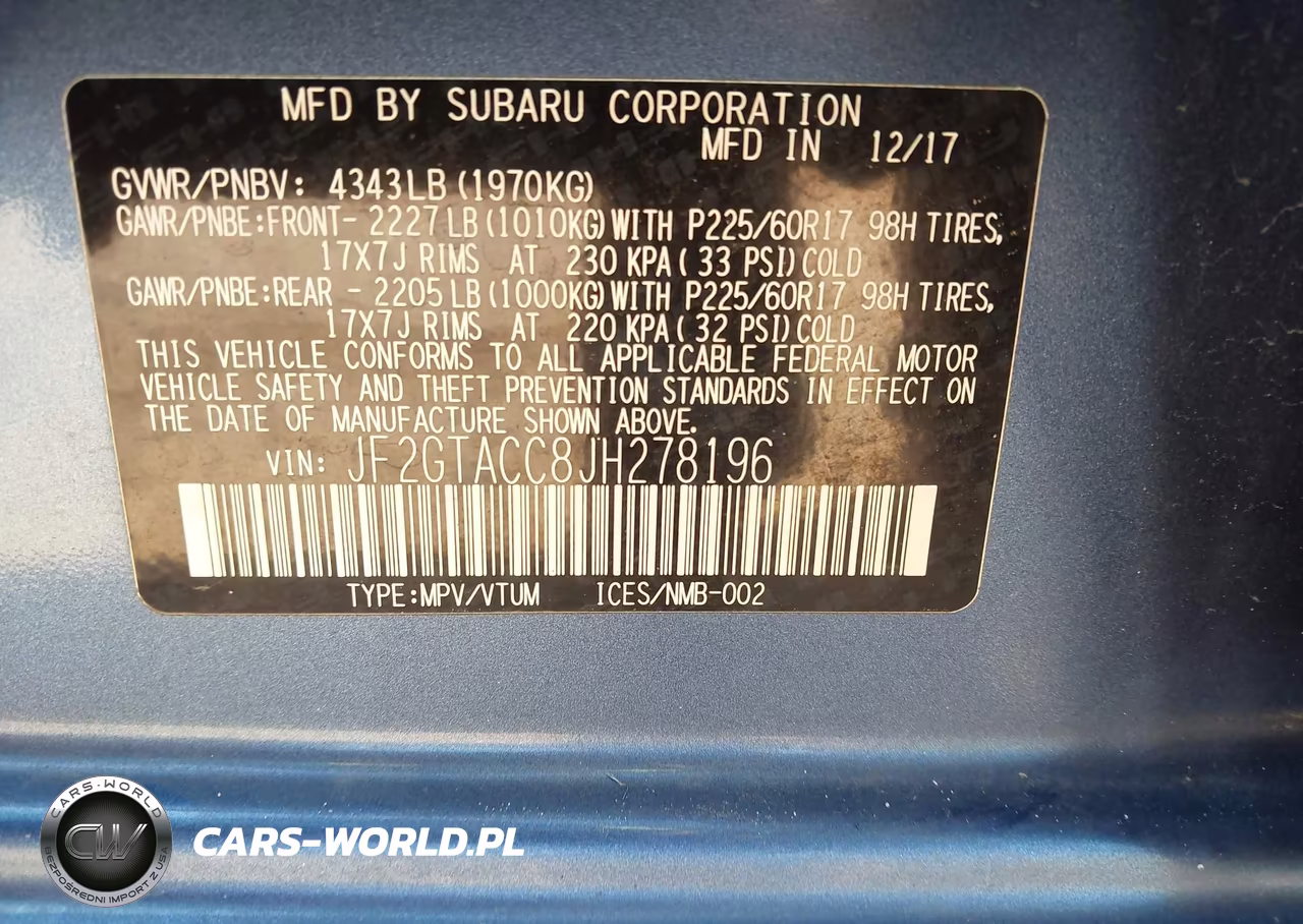 2018 Subaru Crosstrek 2.0I Premium VIN:JF2GTACC8JH278196 - 9