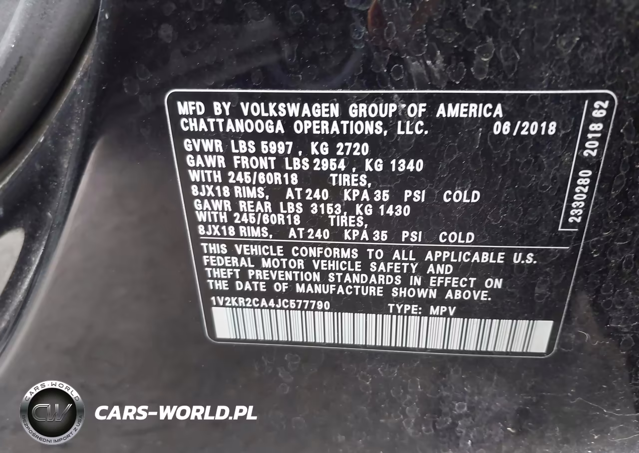 2018 Volkswagen Atlas 3.6L V6 Se VIN:1V2KR2CA4JC577790 - 9