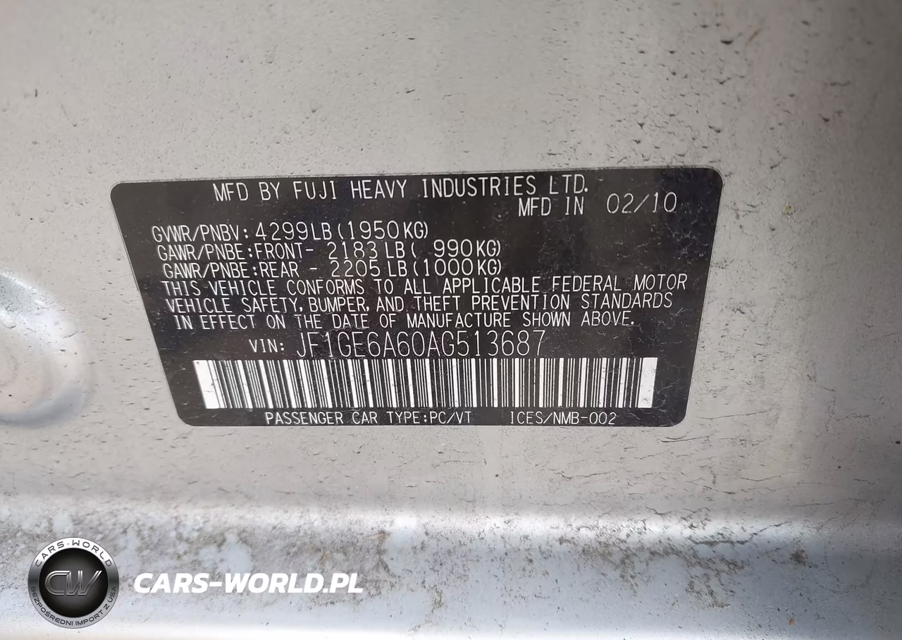 2010 Subaru Impreza 2.5I VIN:JF1GE6A60AG513687 - 9