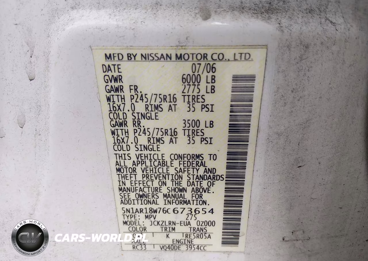 2006 Nissan Pathfinder S VIN:5N1AR18W76C673654 - 9