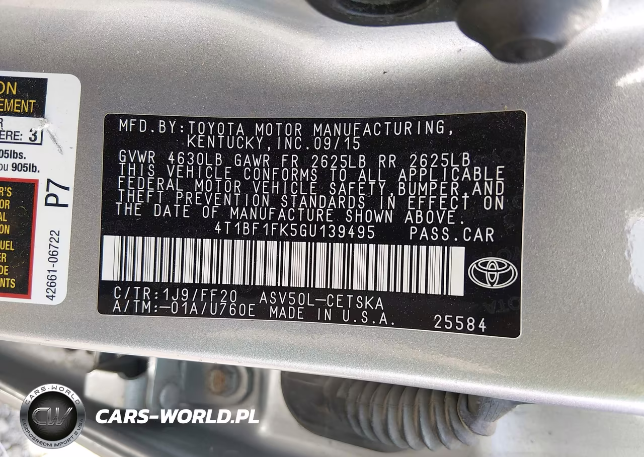 2016 Toyota Camry Se VIN:4T1BF1FK5GU139495 - 9