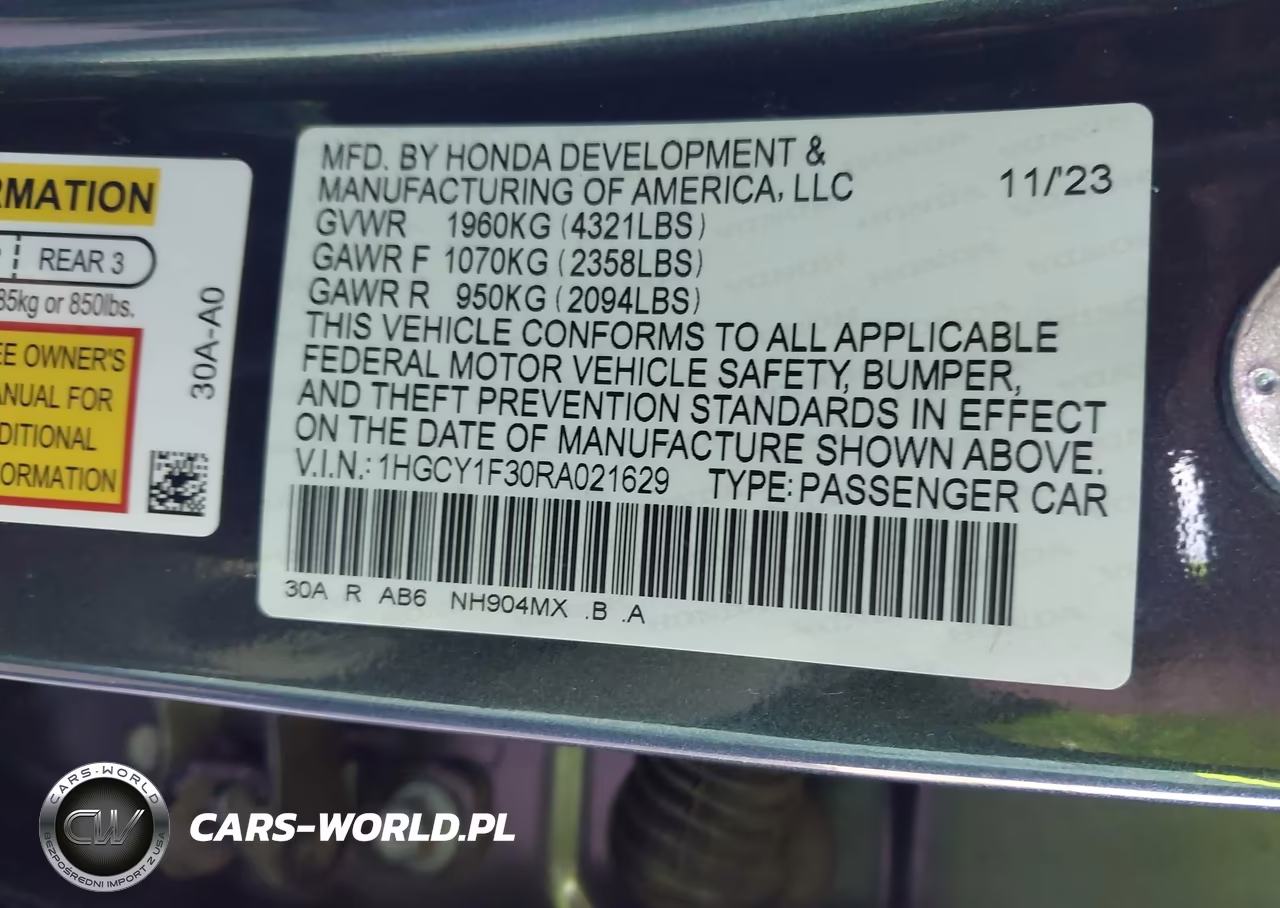 2024 Honda Accord Ex VIN:1HGCY1F30RA021629 - 9