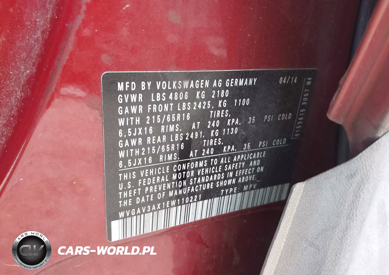 2014 Volkswagen Tiguan S VIN:WVGAV3AX1EW110221 - 9