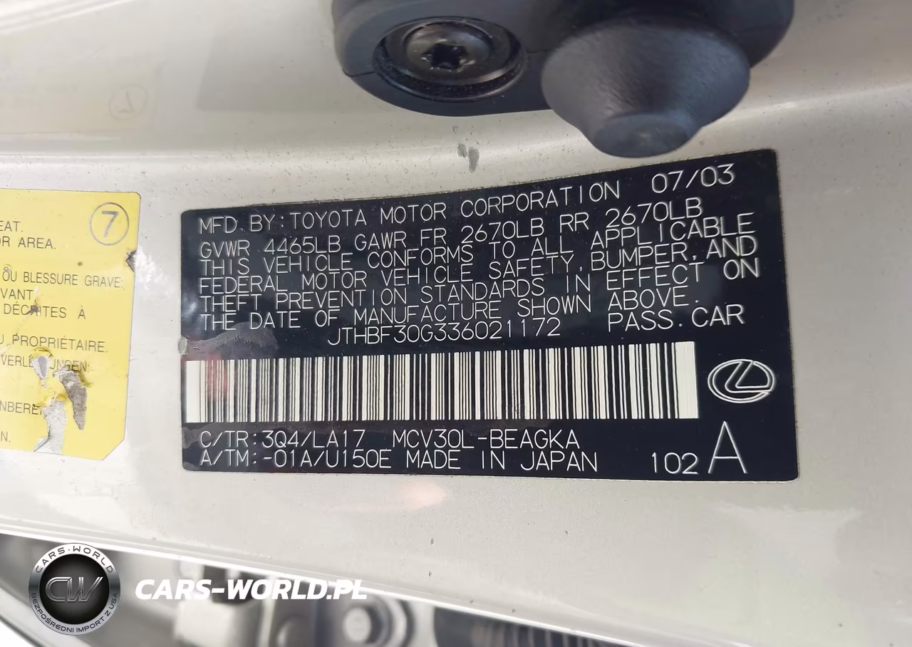 2003 Lexus Es 300 VIN:JTHBF30G336021172 - 9