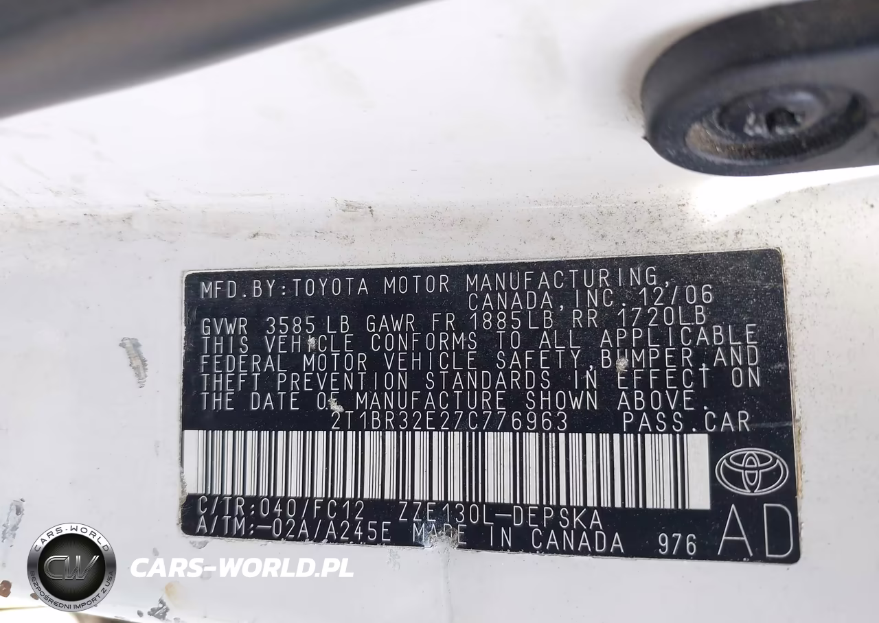 2007 Toyota Corolla S VIN:2T1BR32E27C776963 - 9