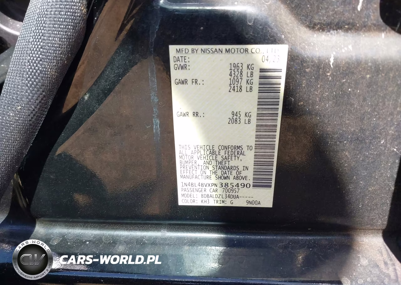 2023 Nissan Altima S VIN:1N4BL4BVXPN385490 - 9