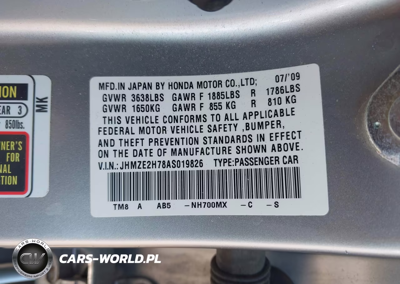 2010 Honda Insight Ex VIN:JHMZE2H78AS019826 - 9