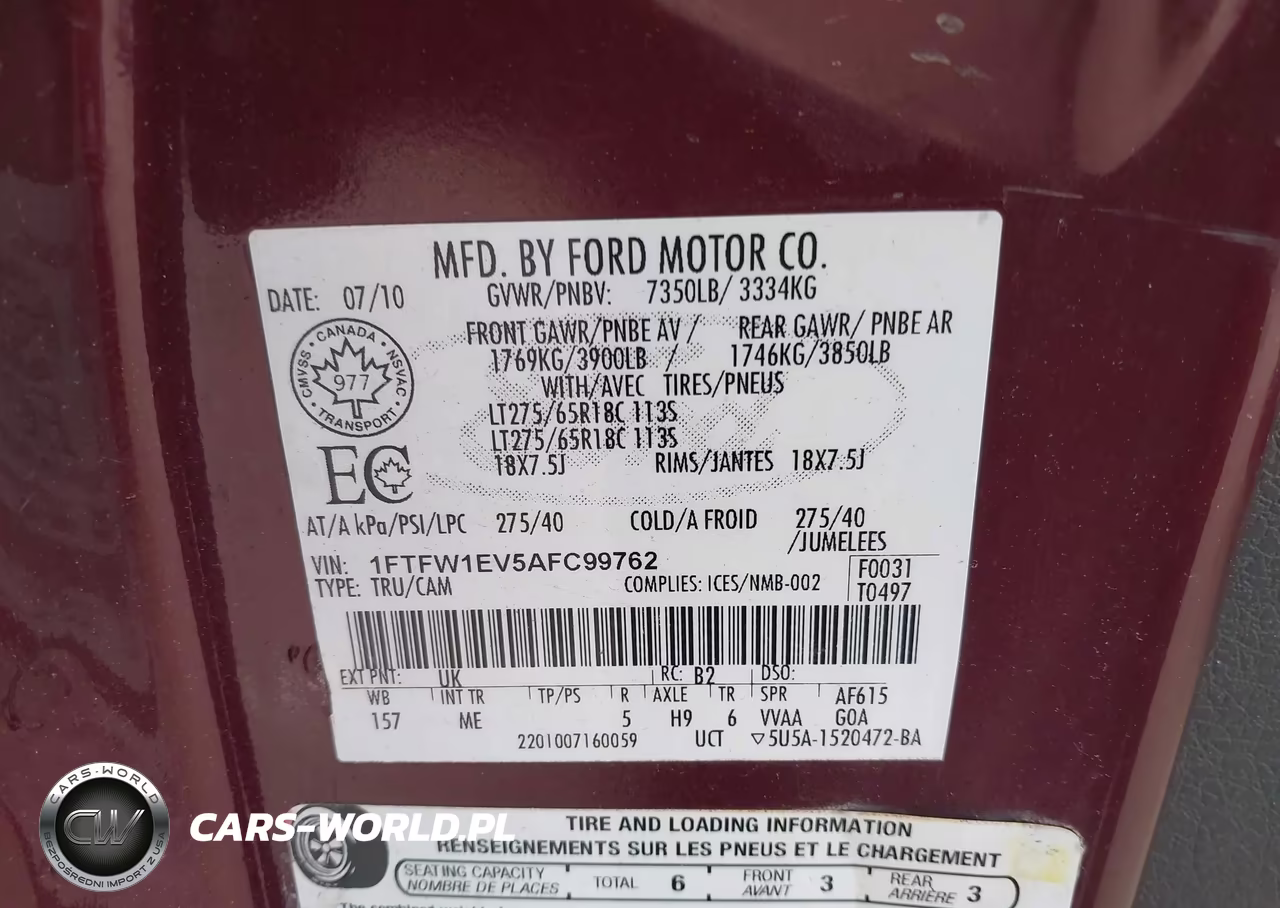 2010 Ford F-150 Fx4-Harley-Davidson-King Ranch-Lariat-Platinum-Xl-Xlt VIN:1FTFW1EV5AFC99762 - 9