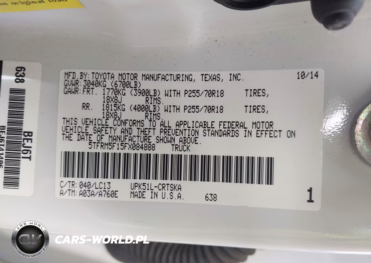 2015 Toyota Tundra Sr 4.6L V8 VIN:5TFRM5F15FX084888 - 9