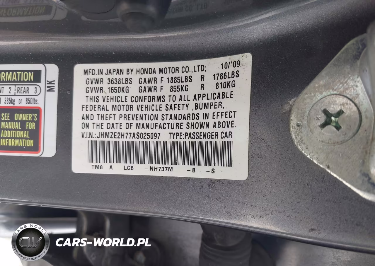 2010 Honda Insight Ex VIN:JHMZE2H77AS025097 - 9