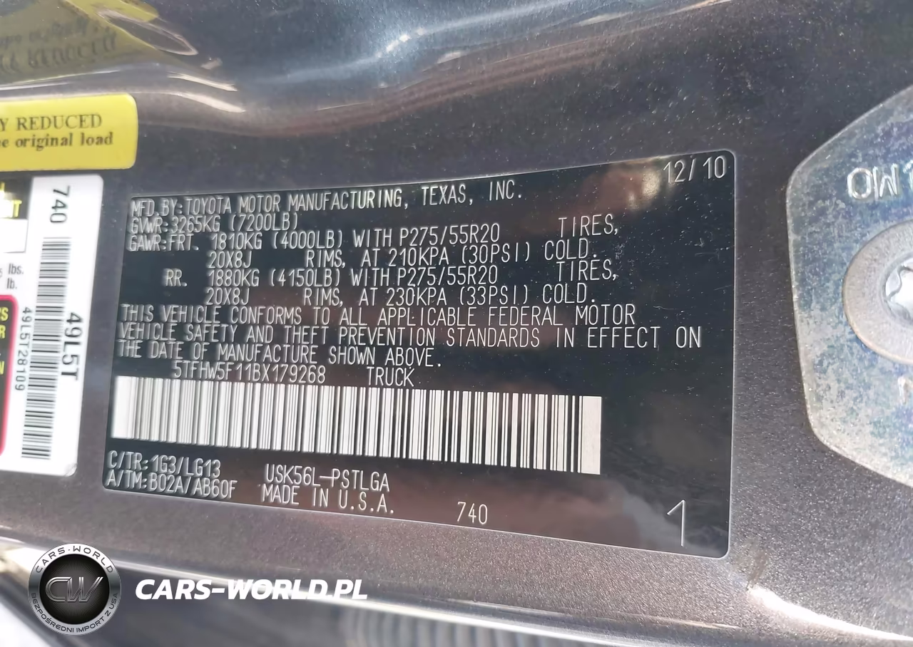 2011 Toyota Tundra Limited 5.7L V8 VIN:5TFHW5F11BX179268 - 9