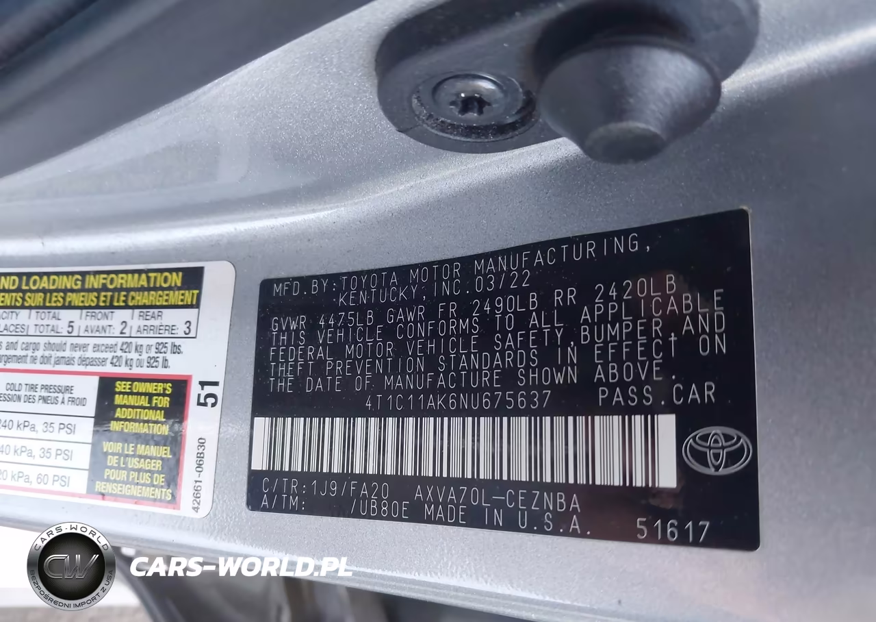 2022 Toyota Camry Le VIN:4T1C11AK6NU675637 - 9