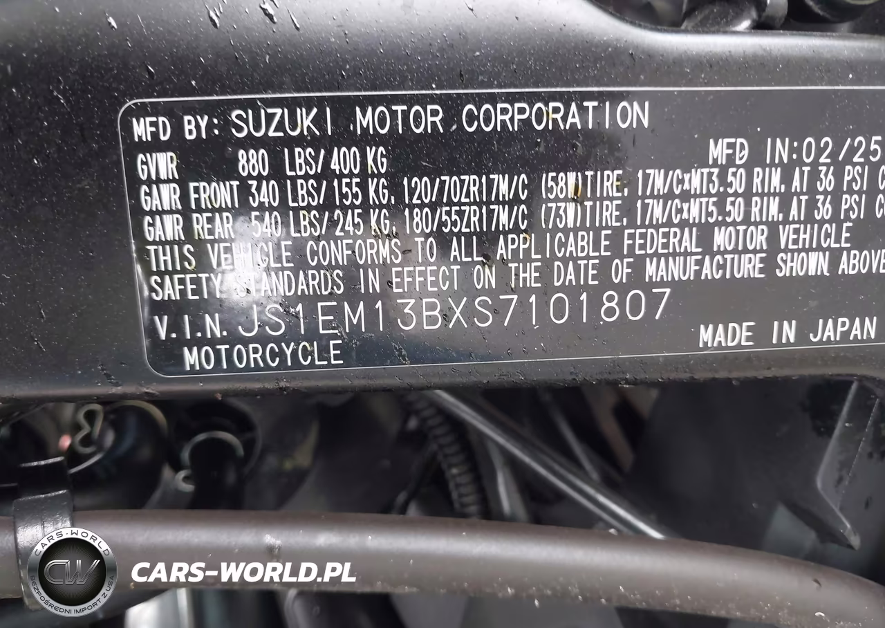 2025 Suzuki Gsx800 F VIN:JS1EM13BXS7101807 - 10