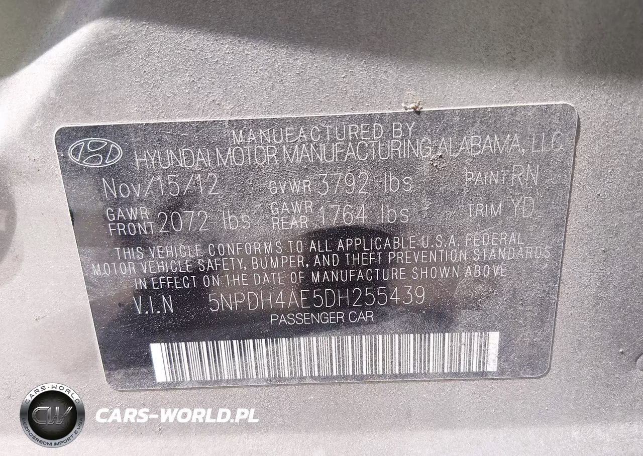 2013 Hyundai Elantra Gls VIN:5NPDH4AE5DH255439 - 9