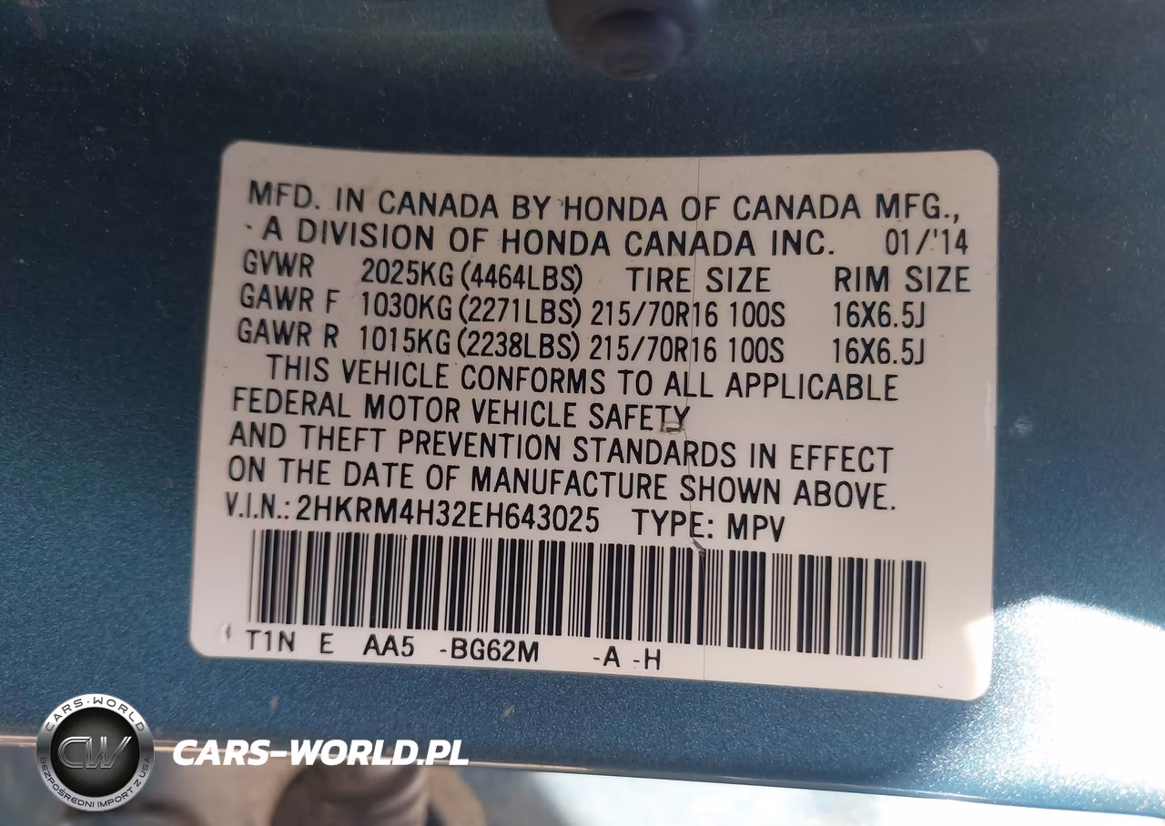 2014 Honda Cr-V Lx VIN:2HKRM4H32EH643025 - 9