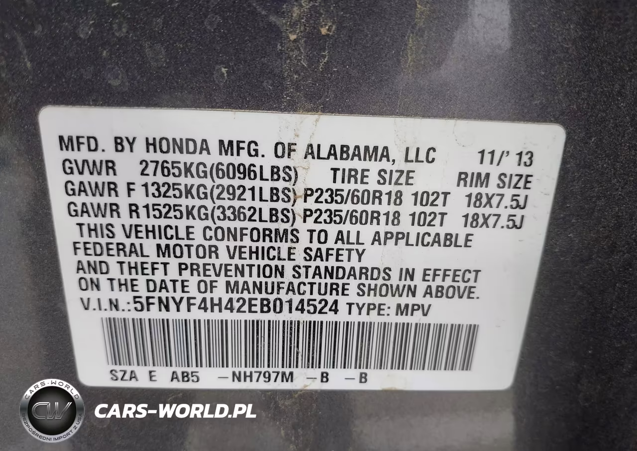 2014 Honda Pilot Ex VIN:5FNYF4H42EB014524 - 9