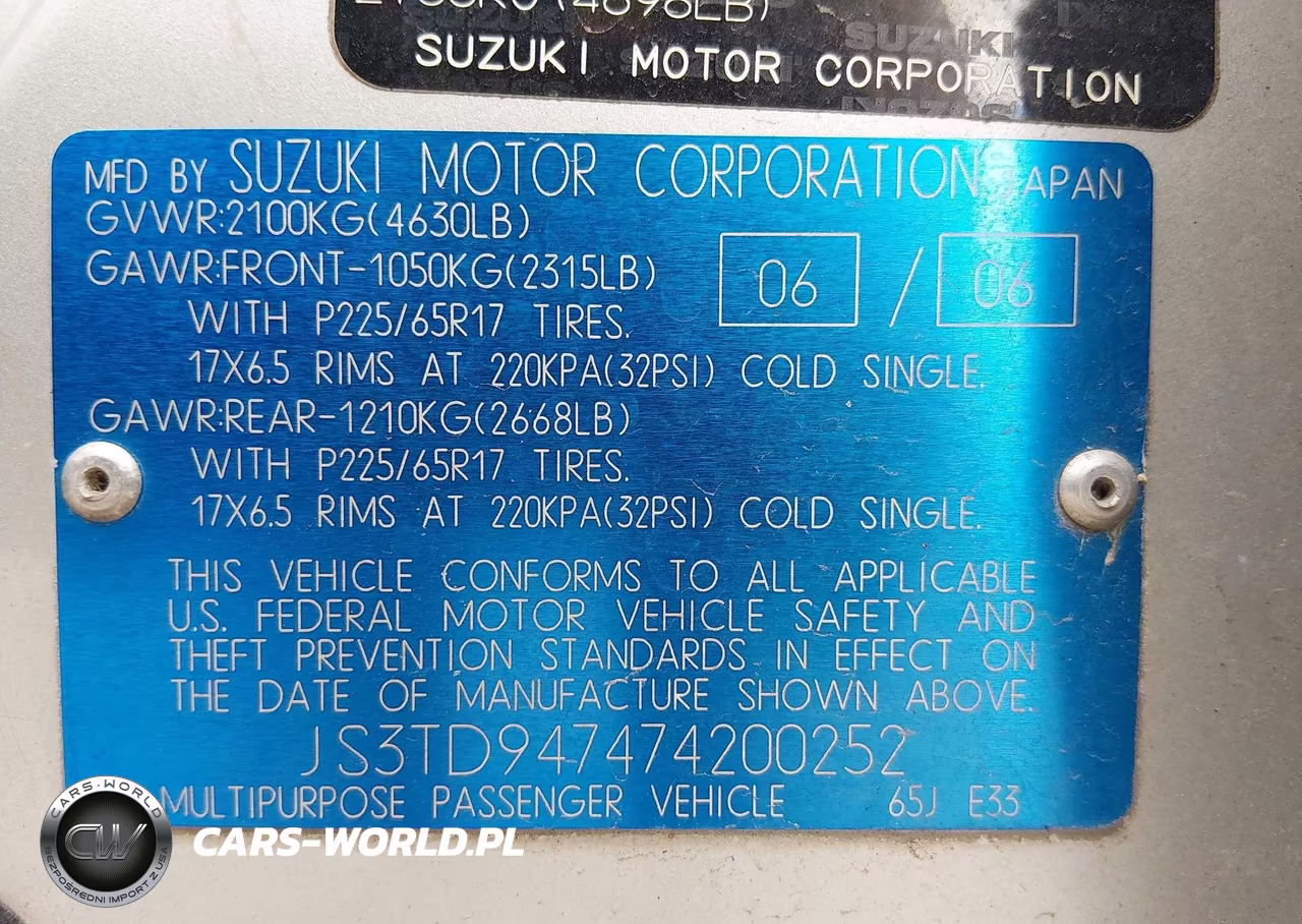 2007 Suzuki Grand Vitara Luxury VIN:JS3TD947474200252 - 9