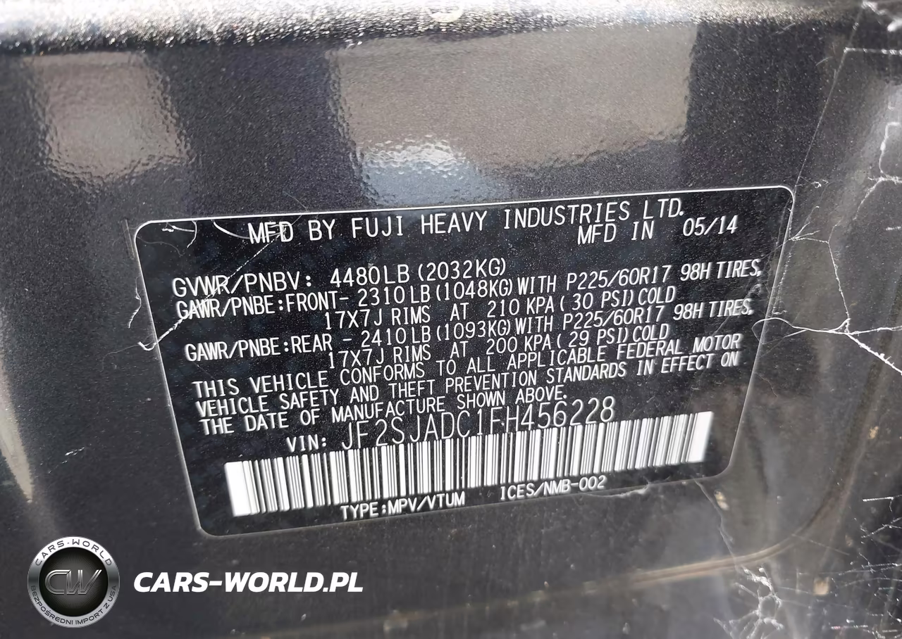 2015 Subaru Forester 2.5I Premium VIN:JF2SJADC1FH456228 - 9